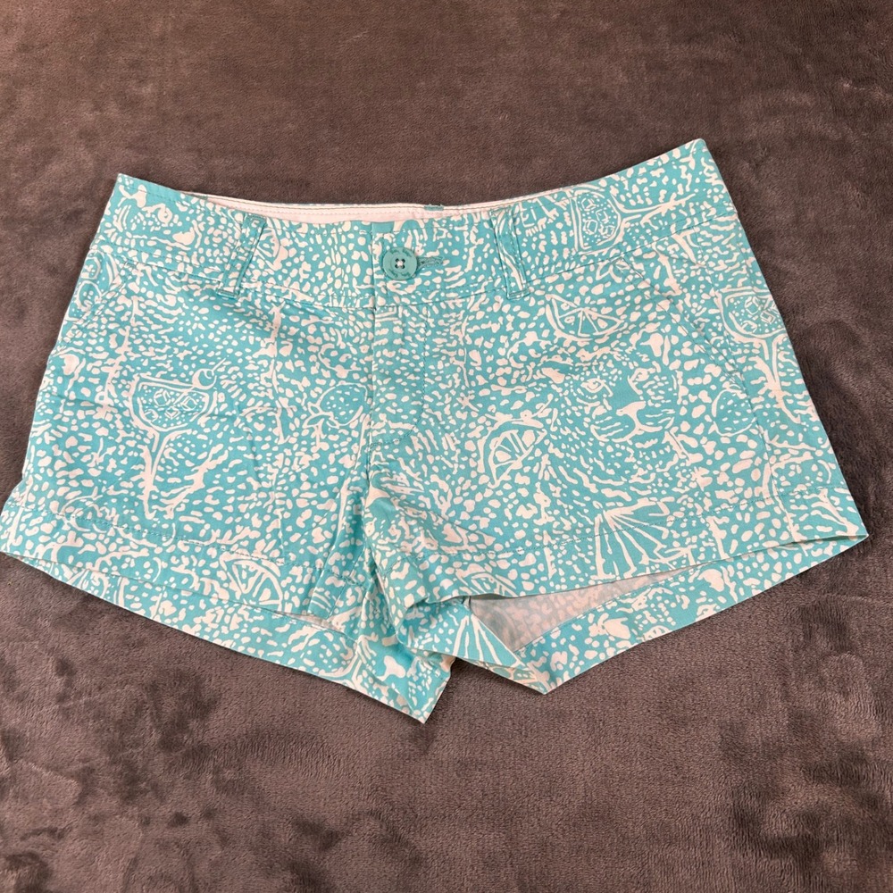 Lilly Pulitzer Walsh Shorts Turquoise Print Casual Everyday Shorts Womens size 0